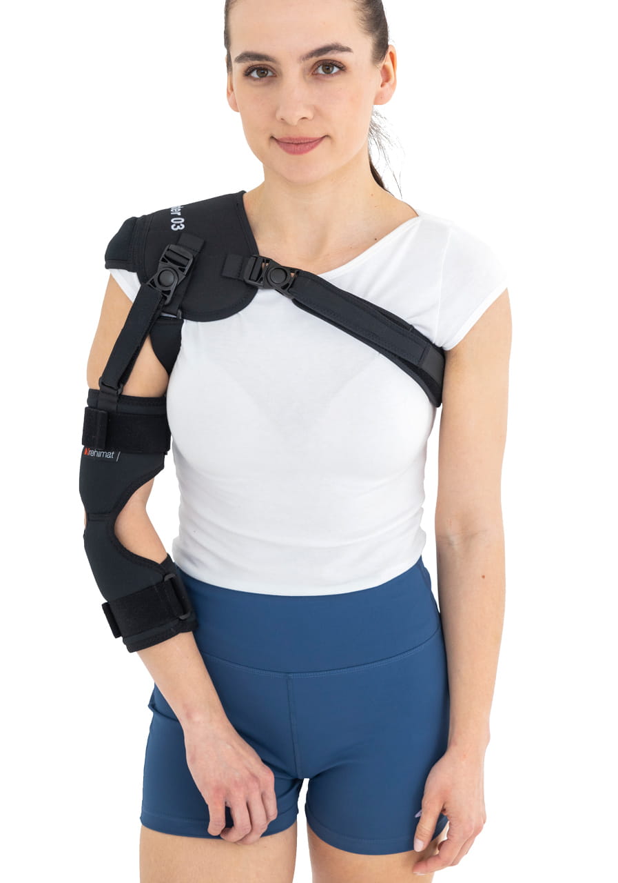 Neurologiczna orteza kończyny górnej z podwieszkami oraz funkcją korekcji ustawienia barku MASTER-03